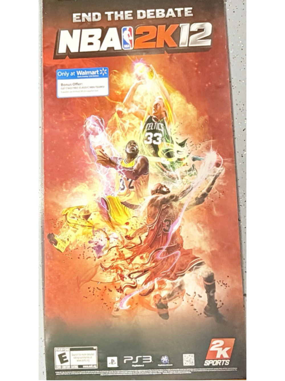 NBA 2K12 PS3 Promo Poster 28x58 Jordan Magic Bird Legends PVC